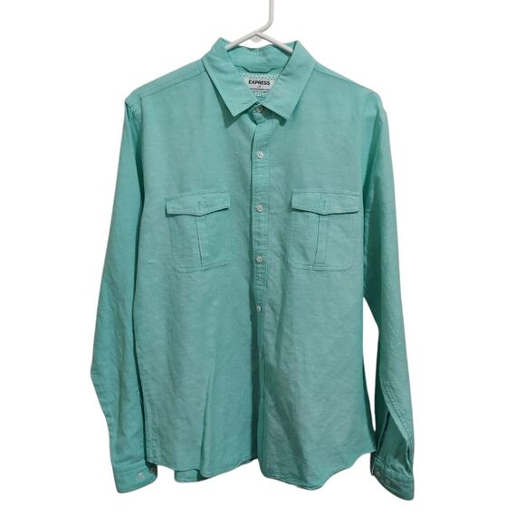Express Other - Express Mint Green Long Sleeve Button Down Men's Shirt Size L
